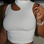 Out Sleeveless Vest Blanc Pour Femme